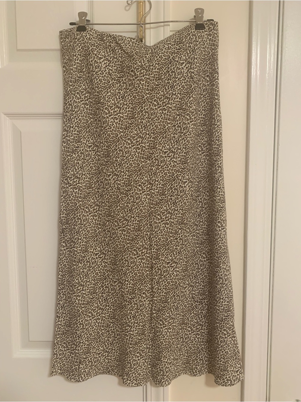 Jenni Kayne Beige and Black Leopard-Print A-Line Slip Skirt